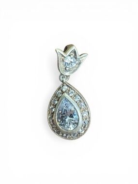 Sterling Silver Teardrop Cubic Zirconia Pendant - White